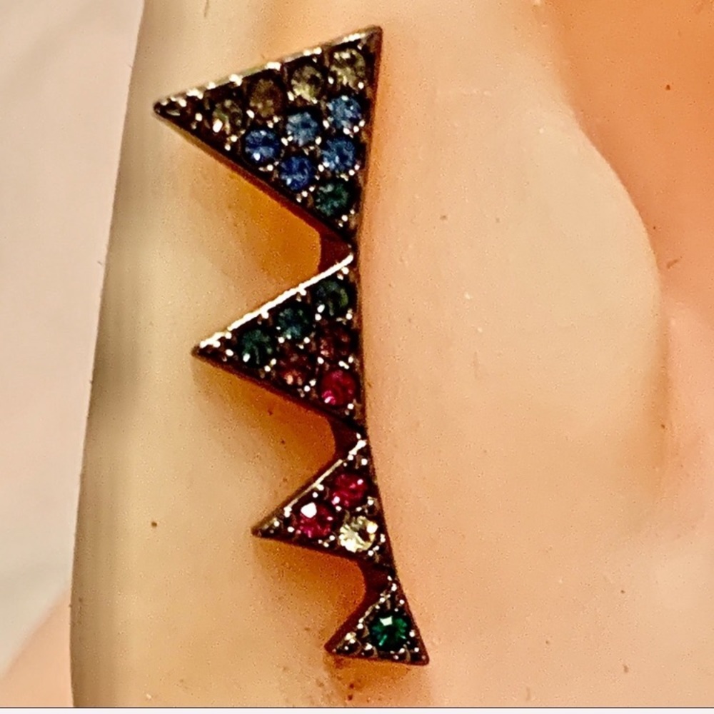 Nadri Triangle Linear Stud Earrings Multi Color - image 4